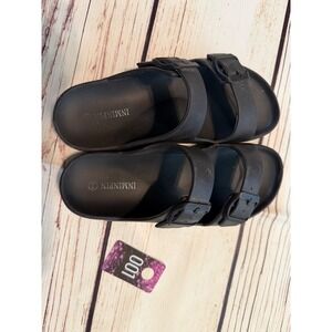Inminpin Kids Black Double Strap Buckle Slide Sandals EVA Foam Size 3